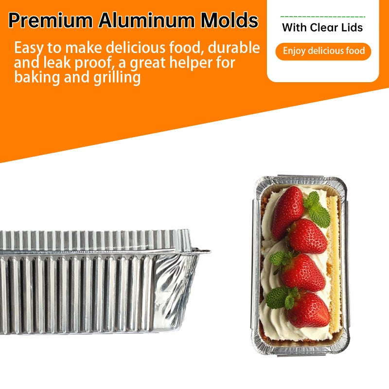 FUTINA 50 Pack 6.9" x 3.7" x 2.3" 1 LB Disposable Aluminum Premium Bread Tins, mini loaf pans with lids Used for baking bread, cakes, fruit pies, or refrigerated food - Image 3